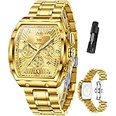 OLEVS Watches for Men Luxury Big Face Stainless Steel Mens Watches Classic Waterproof Analog Quartz Men's Wrist Watch with Date Multifunction Chronograph Dress Watch for Men Relojes para Hombres