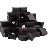 Fasmov 48 Pack Jewelry Ring Gift Box with Foam Insert, Ring Earring Kraft Box for Jewelry Set, Black