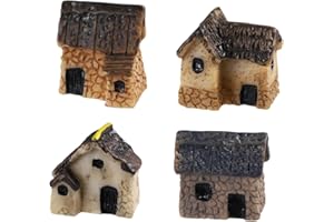 Didiseaon 4PCS Mini Fairy Houses Resin Tiny House Lightweight Micro Landscape for DIY Bonsai Garden Decoration (Random Style)