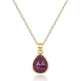 KissYan Gemstone Necklace for Women, 14K Gold Plated Crystal Teardrop Pendant Choker Natural Healing Stone Jewelry Gift