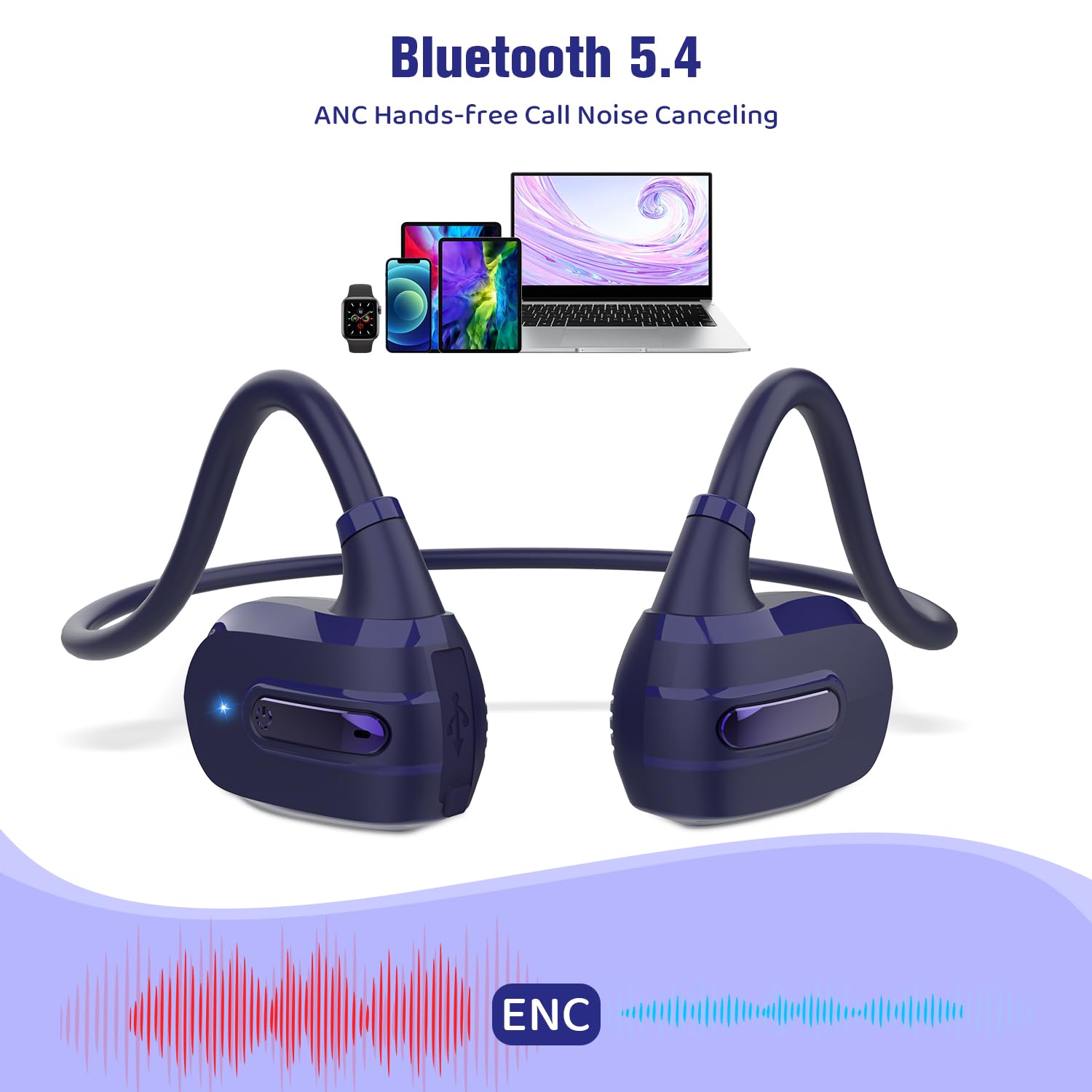 BANIGIPA Kids Headphones, Open Ear Headphones Comfortable for Teens Child Boys Girls, Wireless Bluetooth 5.4 Headset w/Mic for School/Tablet/Travel, 13g Ultra-Light, Protect Hearing, 10H Playtime