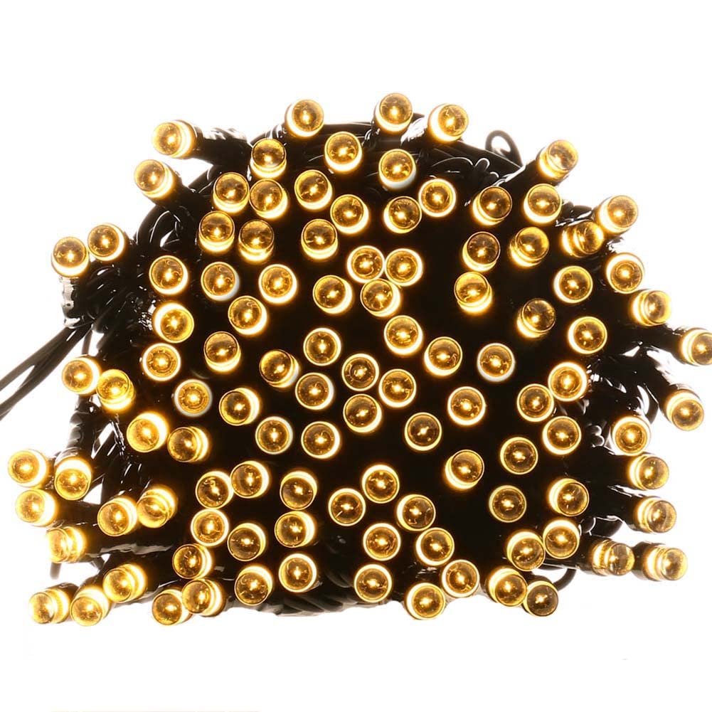 Solar Fairy String Lights - Solar Garden Lights 200 LED 8 Modes Outdoor Waterproof Decorative Lights for Outdoor, Christmas, Gardens, Homes, Party (Warm White)