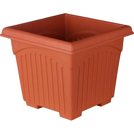 First Smart Deal 12 Inch Plastic Square Planter Pack of 8 - Brown