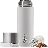 Vynrik 16 oz Stainless Steel Tea Infuser Bottle with Lid double as Tea Cup,Fruit Infuser Insulated Water Bottle,Leak Proof Travel Coffee Mug with Handle
