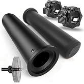 GreenBean 2PCS Olympic Adapter Sleeve 11.8" with Olympic Barbell Clamps 2", Converts 1" Standard Weight Plate Posts to 2" Olympic Weight Plate Posts, Removable end Cap