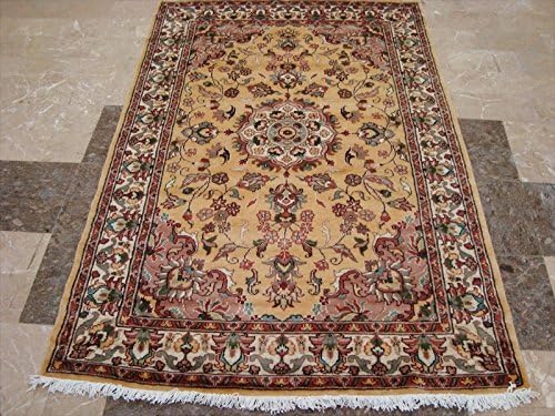 AHMEDANI Wow Medallion Floral Oriental Area Rug Hand Knotted Wool Silk Carpet (6 x 4)'