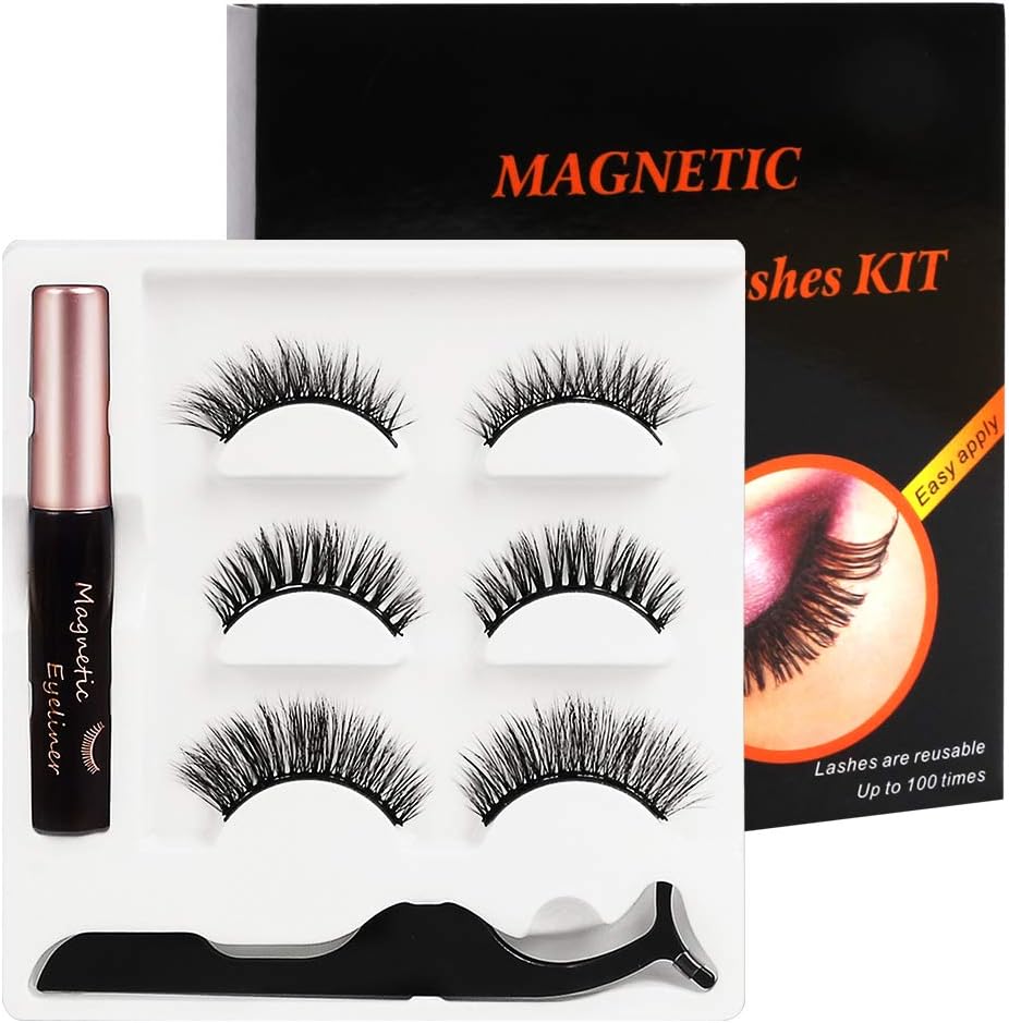 URAQT Magnetic Eyelash, 3 works 3D False Eyelash Extensions, Reusable Handmade Artificial Lashes, Natural Thickness - Image 3