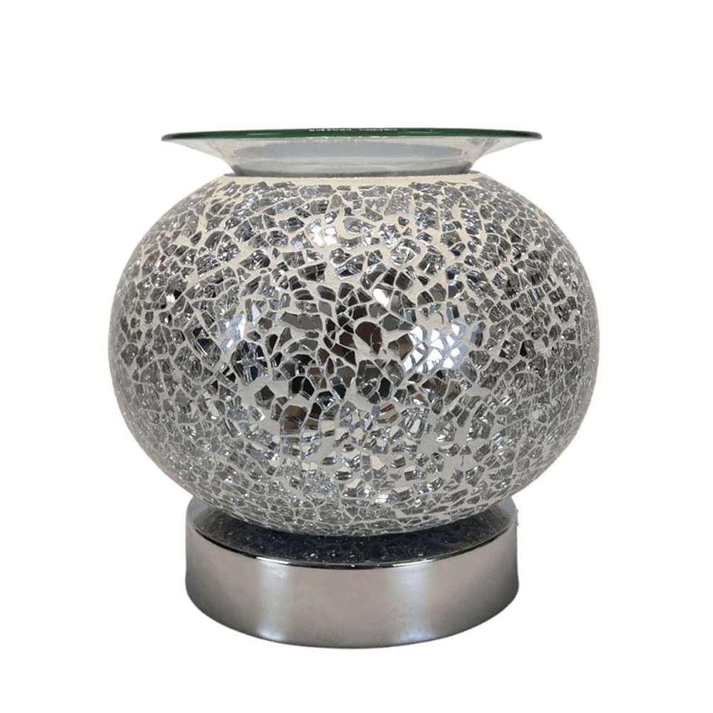 iep Silver Round Mosaic Burner | Colour: Mosaic | Oil and Wax Melt Fragrance Burner | Touch Technology