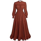 Vibsion Victorian Dress for Women 1800s Long Sleeve Edwardian Dresses Medieval Renaissance Costume
