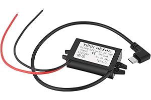 YIPIN HEXHA DC 24V/12V to 5V USB Type-C Right Angle Step Down Converter Output 3A 15W Buck Module Power Adapter, Compatible with Raspberry Pi 4, Mobile Phones