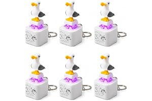 YKQRLLK Seagull Mine Button Keychain Fidget Toy, Mechanical Clicker Rechargeable Keyboard Fidget, Realistic Sound & LED Light, Portable Desk Toy Stress Relief Keychain for Adults (6 Pack)