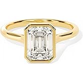 Myornavita 2ct Moissanite Engagement Rings for Women, Emerald Cut D Color VVS1 18K Gold Plated 925 Sterling Silver, Cut Lab Created Diamond Wedding Promise Jewelry Gifts
