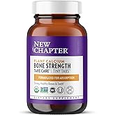 New Chapter Calcium Supplement - Bone Strength Tiny Tabs Plant-Based USDA Organic Calcium with Magnesium, Vitamin D3+K2, for Bone Health & Joint Mobility, Heart Support, 905 mg dose - 240 Tiny Tabs