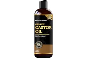 Brooklyn Botany Organic Castor Oil in Plastic Bottle for Hair Growth, Eyelashes & Eyebrows - 100% Pure and Natural Carrier Oil, Hair & Body Oil - Moisturizing Massage Oil for Aromatherapy - 8 Fl Oz