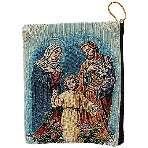 The Holy Family, Jesus, Mary and Joseph Rosary Tapestry Tote Catholic Keepsake Case - Thumbnail 2