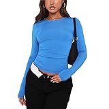 Women's Slim Fit Crop Tops Solid Color Long Sleeve
