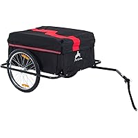 Aosom Bicycle Trailer Bike Cargo Trailer Garden Utility Cart Tool Carrier with Removable Cover, Red