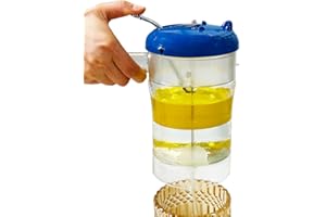 NICO SEE WONDER Glass Fat Separator, 4-Cup Gravy Separator with 304 Stainless Steel Strainer, Heat-resistant Glass Grease Separator with Bottom Release (4 Cups)