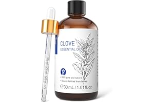 HIQILI 30ml Clove Essential Oil for Toothache Oral, Gums, Skin Care, DIY, Hair Growth, 100% Pure Natural Premium - -1.01 Fl O