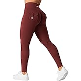 YEOREO CoreFlex Leggings with Pockets for Women Charm Scrunch Workout Leggings V Cross Waist Butt Lifting Gym Yoga Pants