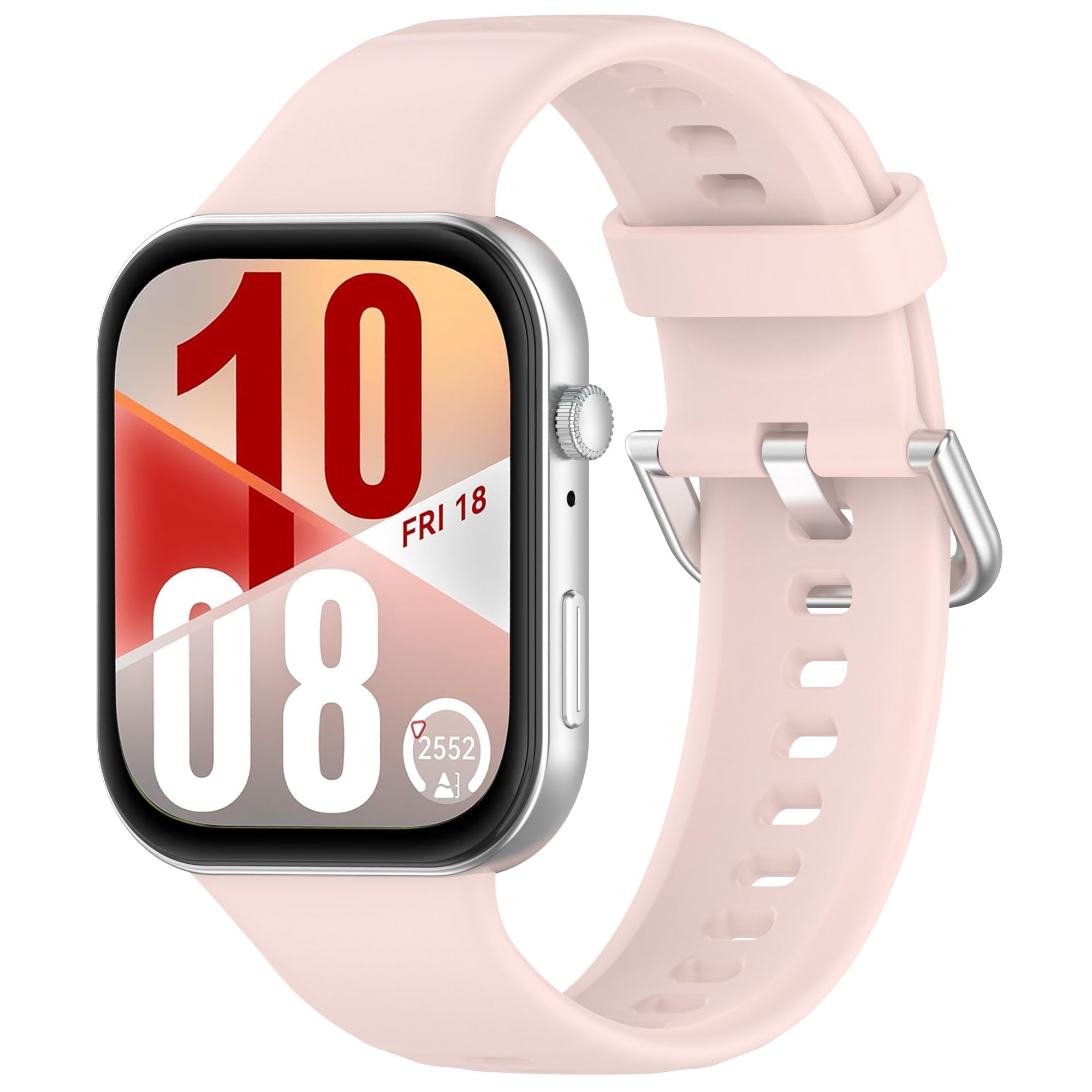 Wownadu Straps Compatible for Huawei Watch Fit 4/4 Pro / 3 Strap Pink Silicone Adjustable Classic Wristbands for Men Women Replacement Watchbands (Strap Only)