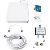Indoor Panel Antenna Kit with 2 Way Splitter for Cell Phone Signal Boosters | 698-2700MHz 7dBi panel, 50 ft 3D-FB coax, 2 way splitter, SMA and N adapters, expands indoor coverage, not standalone