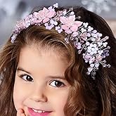 Campsis Flower Girl Headpiece, Pink Bride Headband, Wedding Hair Accessories for Girls