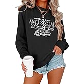 Weetiotio Book Sweatshirts For Women Bookish Teacher Sweatshirt Anti Social Book Club Graphic Crewneck Hoodies Bookworm Gifts