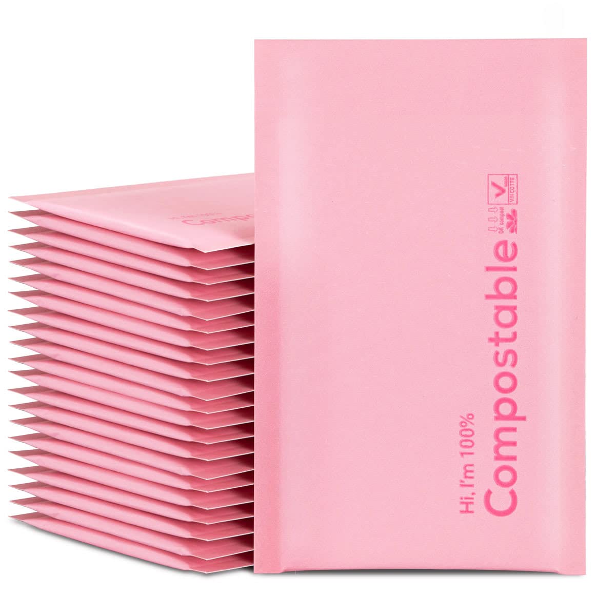 Photo 1 of 4x8 100% Biodegradable Bubble Mailers,25 Count Pink #000 Compostable Padded Packaging Wrap Envelopes Pouches Eco Friendly Self Seal Bags
