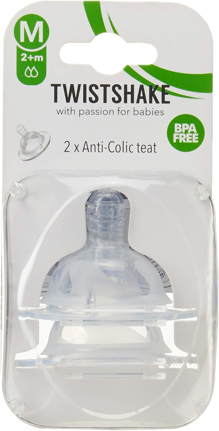 Twistshake Baby Anti-Colic Teats - Set of 2 (Medium Size), Medium (2m+), Medium (Set of 2)