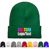 ZJHCEUS Custom Beanie Hats, Personalized Beanies Knit Cuffed Cap with Text Logo Name, Warm Gifts for Men Women