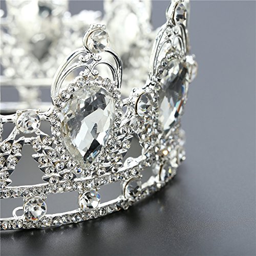 Pageant Wedding Crown Bridal Veil Headdress Oval Rhinestones Tiara Silver Plated, Charming Sparkly Bride Tiara Head-wear for Women Costume Prom Birthday Christmas Parties Gift Jewelry King Heavy