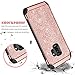 Galaxy S9 Case, BENTOBEN 2 in 1 Luxury Glitter Bling Hybrid Slim Hard PC Cover Laminated with Sparkly Shiny Faux Leather Chrome Shockproof Protective Phone Cases for Samsung Galaxy S9 Rose Gold