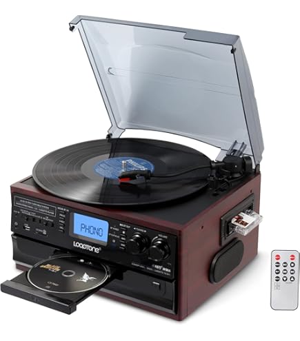 SYLVANIA Terntableターンテーブル SYLVANIA Bluetooth Retro Turntable with FM Radio and Stand