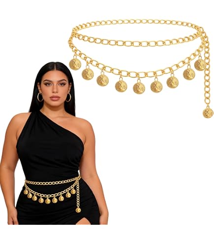 Amazon.com: Plus Size Chain Belt for Women, Gold Rose Metal