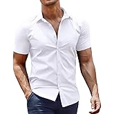COOFANDY Men's Dress Shirt Short Sleeve Button Down Shirts with Pocket