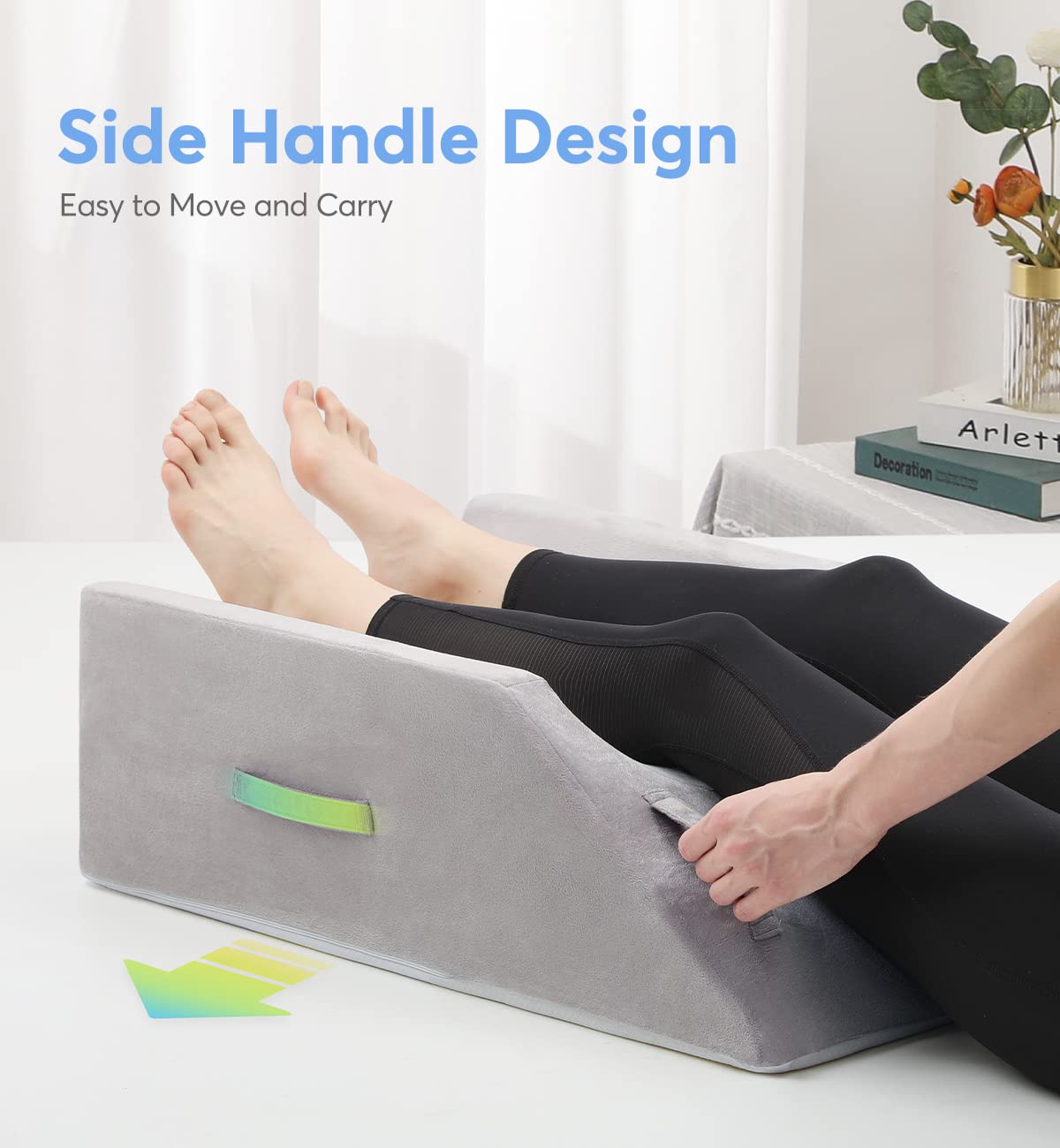 OasisSpace Leg Support and Elevation Pillow for Surgery, Swelling, Injury or Rest - Memory Foam Post Surgery Leg Pillow with Washable Cover- Improve Circulation
