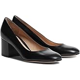 MOOMMO Black Suede Pumps Women Comfortable Chunky Block Heel Round Closed Toe Slip On 2 Inch Low Heel Dress Shoes Leather Classic Office Work Pumps Basic Shoes Lady Elegant Dressy Matte Black 6 M US