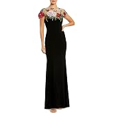 Mac Duggal, Women's Evening Gown, Column Floral, Black Multi