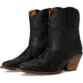 Dingo Womens Sweetheart Floral Embroidered Snip Toe Casual Boots Ankle Mid Heel 2-3"