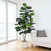 Artificial Fiddle Leaf Fig Tree 5FT, Large Realistic Faux Ficus Lyrata Plant with Pot Large Faux Plant for Indoor Outdoor Home, Office, Living Room, Bathroom Decor