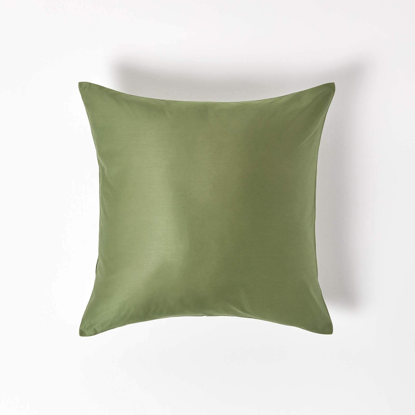 HOMESCAPES Green Organic Cotton Euro Size Pillowcase 40 x 40 cm 400TC 600 Thread Count Equivalent Pillow Case with Zip