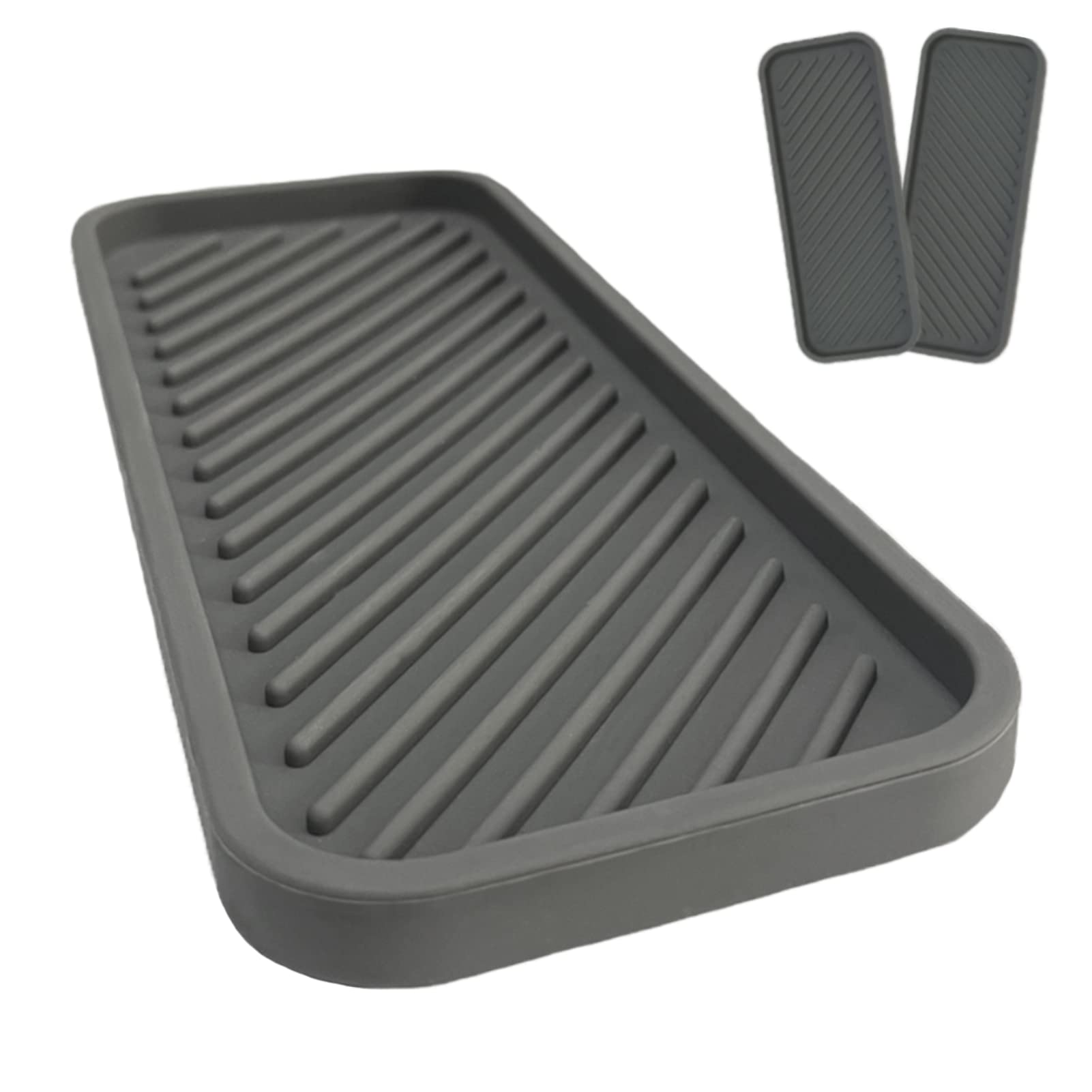 SOQKEEN 2 Pcs Silicone Sponge Holder, Non-Slip Soap Dispenser Tray, Silicone Sink Counter Organiser, Bathroom Kitchen Accessory