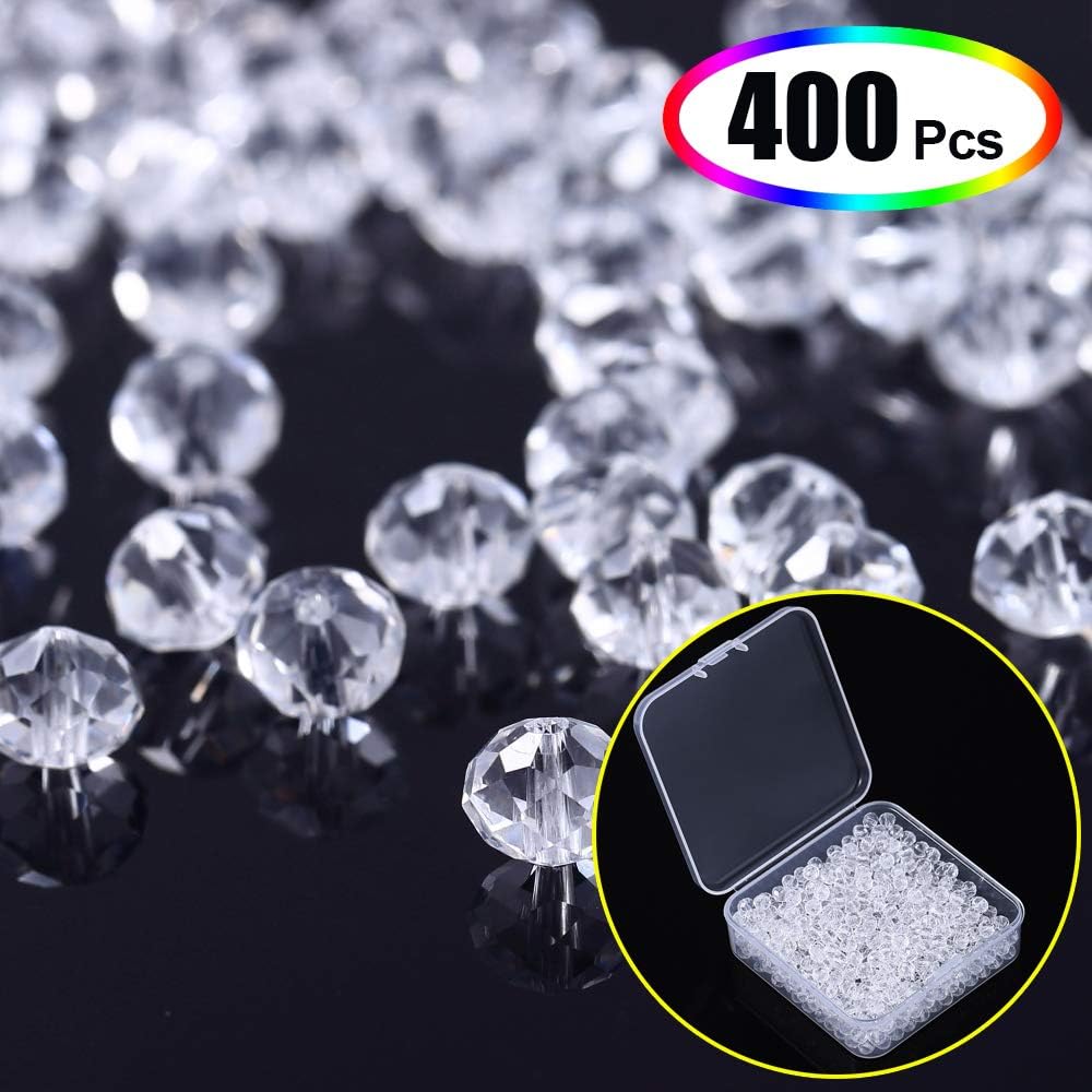 6MM Clear Crystal Glass Beads for Jewelry Making 400Pcs Glass Rondelle Beads for DIY Craft Bracelet Necklace Earring