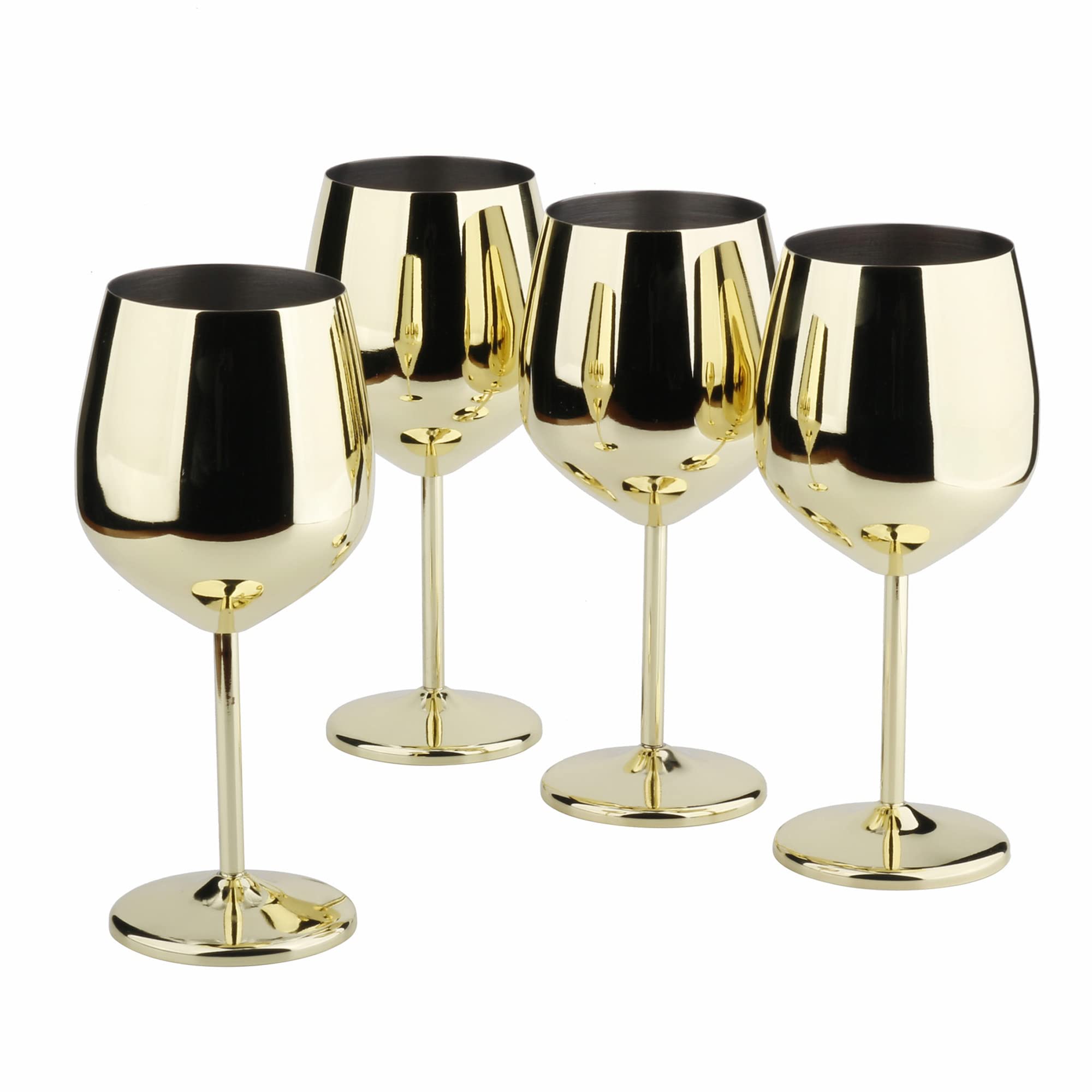 Arora Stainless Steel Wine Glass 18oz - Set of 4 Gold - 3.6" D x 8.3" H (850978) (Pack of 8) Image