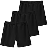 KEREDA Girls Bike Shorts Cotton Cartwheel Dance Under Dress Shorts for Kids 3 Pack