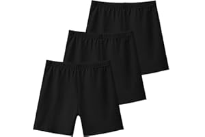 KEREDA Girls Bike Shorts Cotton Cartwheel Dance Under Dress Shorts for Kids 3 Pack