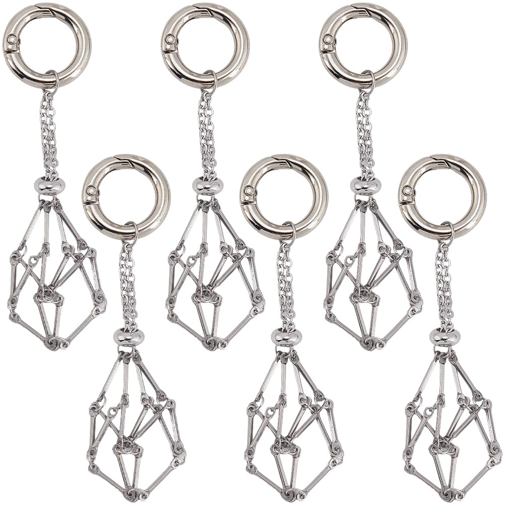 SUNNYCLUE 1 Box 8Pcs Crystal Holder Keychain Cage Keychains Bulk ...