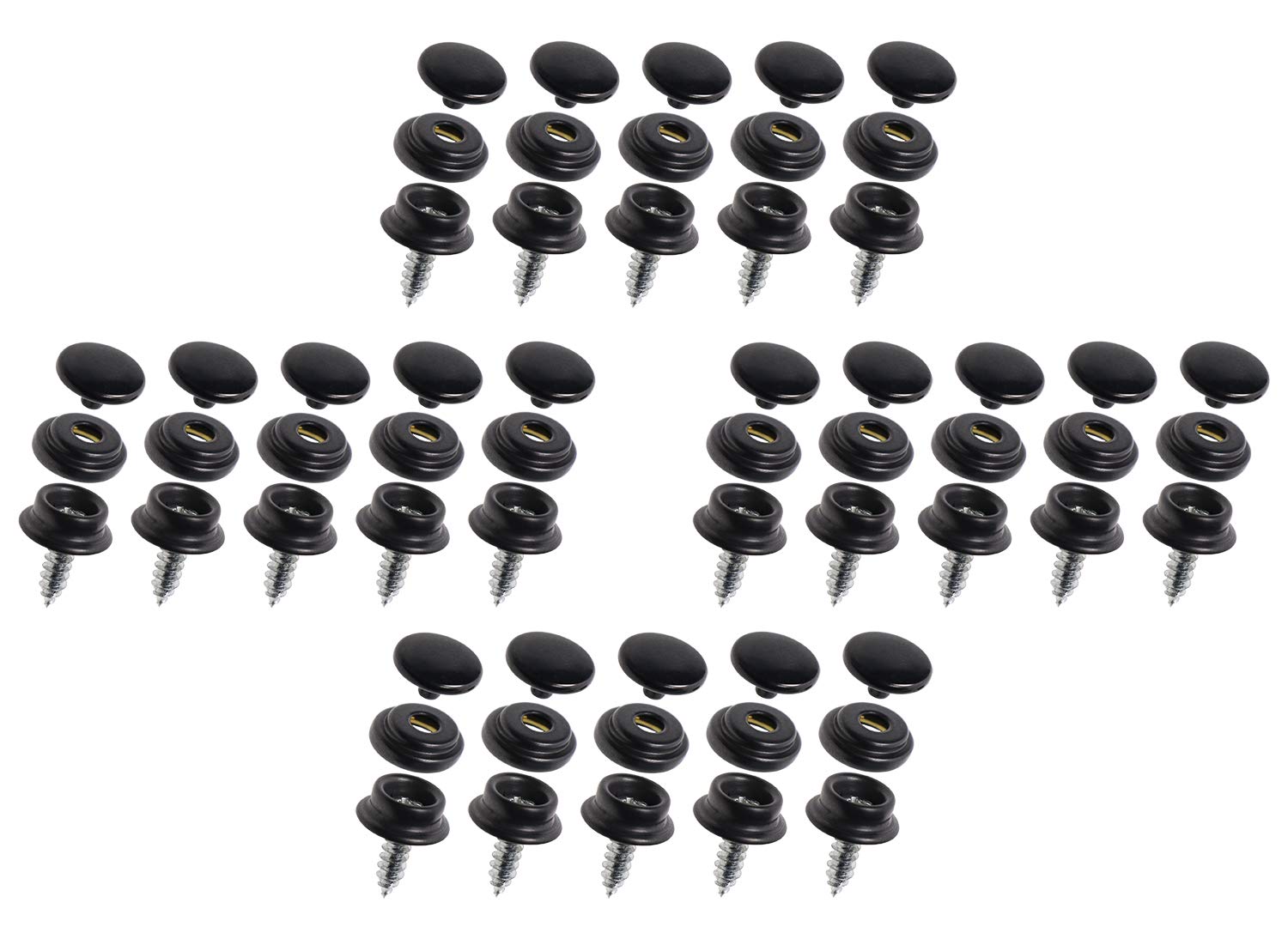 Mini Skater 20 Sets Fastener Screw Snap Stainless Steel Marine Grade Upholstery Boat Cover Buttons Fastener Kit for Furniture Canvas Fabric Boats Outdoor (20 Sets - Black)