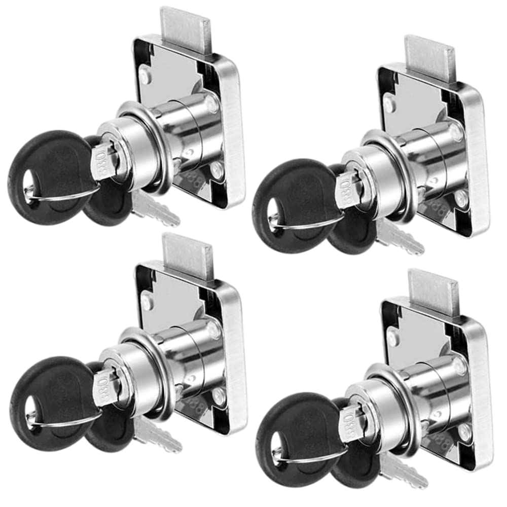Cam Lock - 4 Sets Security Drawer Locks with Keys & Screws, Safety Cabinet Lock for Cupboard/Furniture/Mailbox/Door, Fits Household Office (22mm)